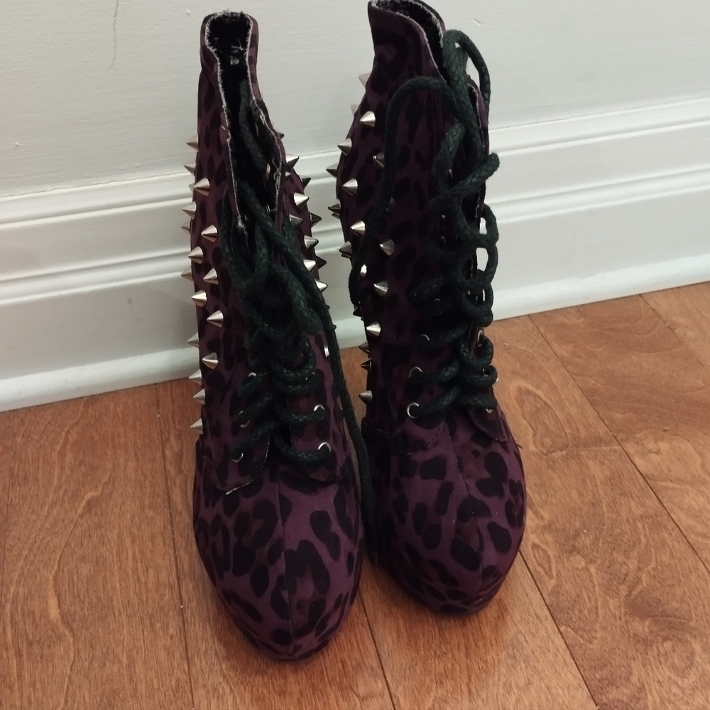 Purple leopard boots